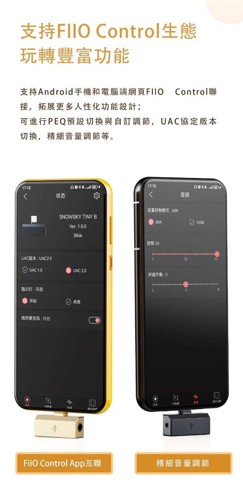 FiiO SNOWSKY Tiny B 耳機適配器 HiFi 放大器便攜式耳機放大器⁠ (3.5mm + 4.4mm)