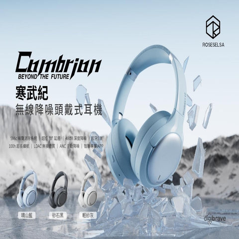 Roseselsa Cambrian 無線降噪頭戴式耳機(砂石黑/晴山藍/輕紗灰）
