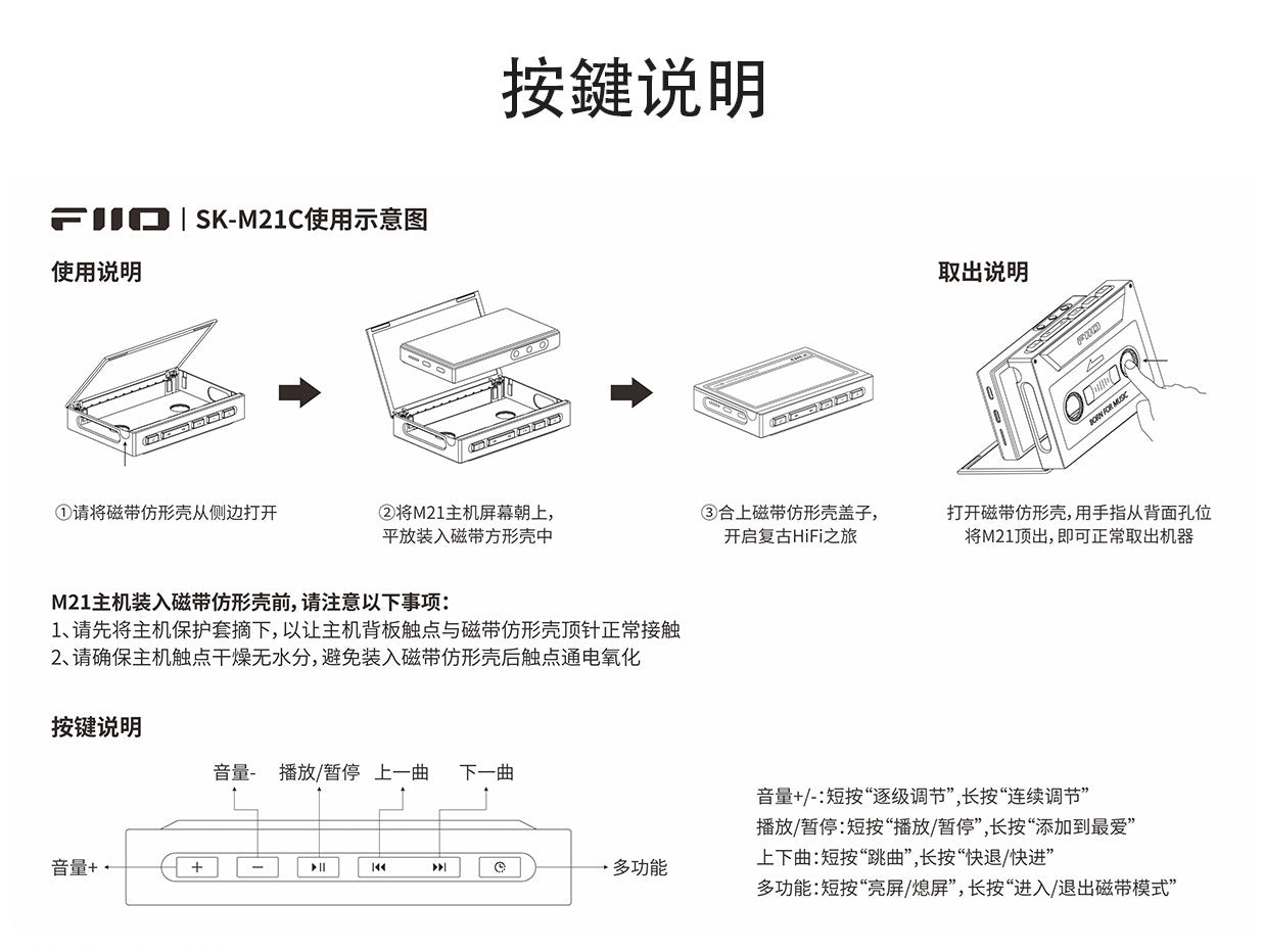 FiiO SK-M21C (M21磁帶仿形殼) FiiO M21專用配件