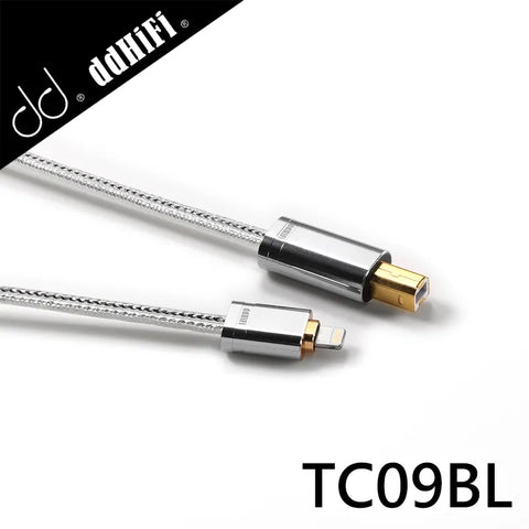 ddHiFi TC09BL Lightning(公)轉USB-B(公)純銀HiFi數據線 50cm