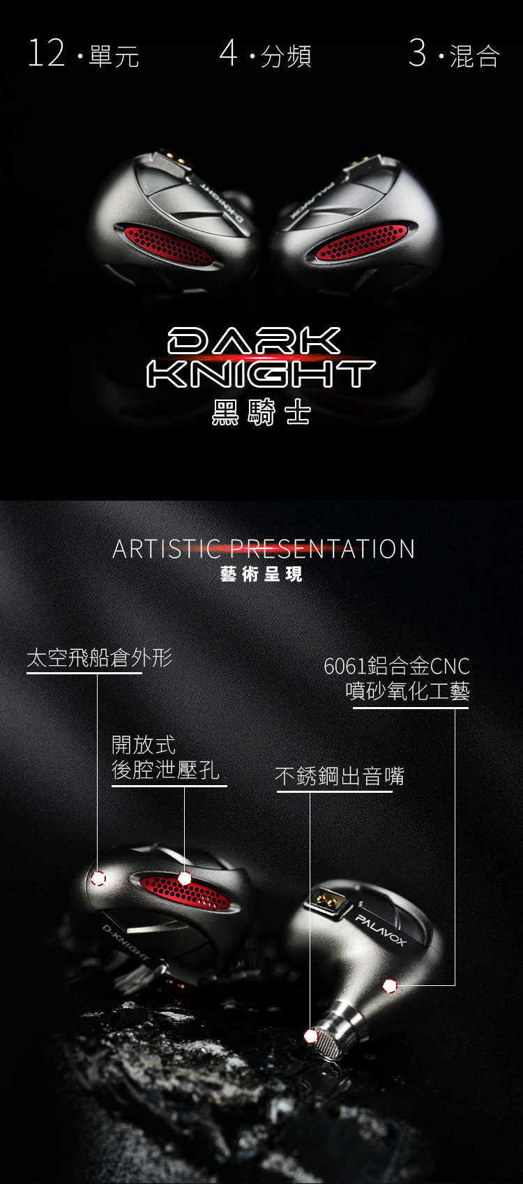 Palavox Audio Dark Knight 黑騎士 (2骨傳導 4微型平板 6動鐵 )