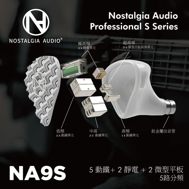 Nostalgia Audio NA9S （5動鐵、2靜電、2微型平板高音單元單元 ）入耳式耳機