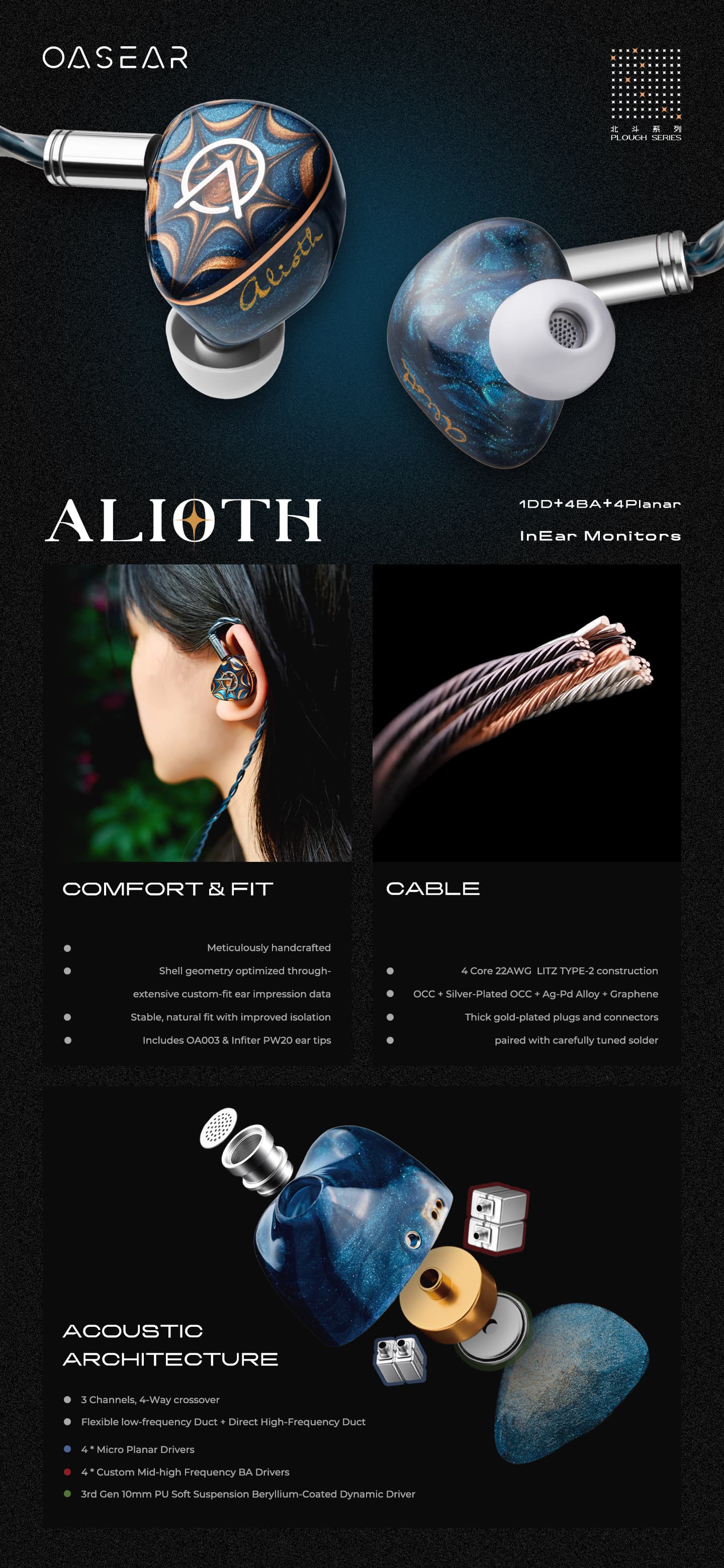 OASEAR Audio Alioth 玉衡 （4平板4鐵1圈）入耳式耳機