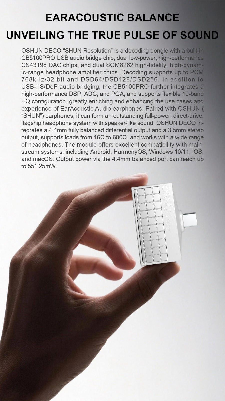 EarAcoustics Audio OSHUN DECO USB DAC 3.5mm,4.4mm可用