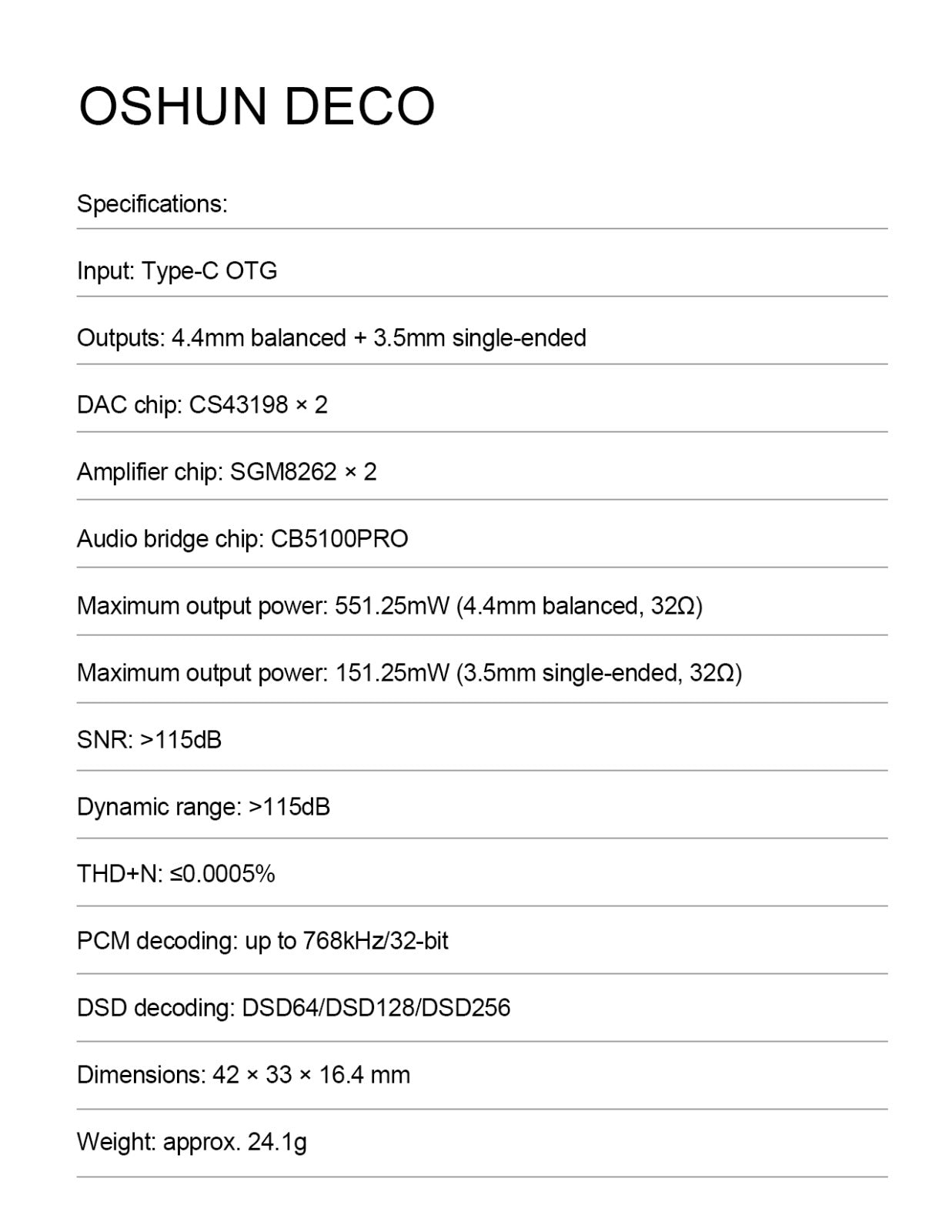 EarAcoustics Audio OSHUN DECO USB DAC 3.5mm,4.4mm可用