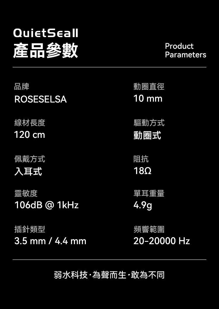 【新品上市】Roseselsa QuietSea II (靜海II) 單動圈HiFi入耳式耳機