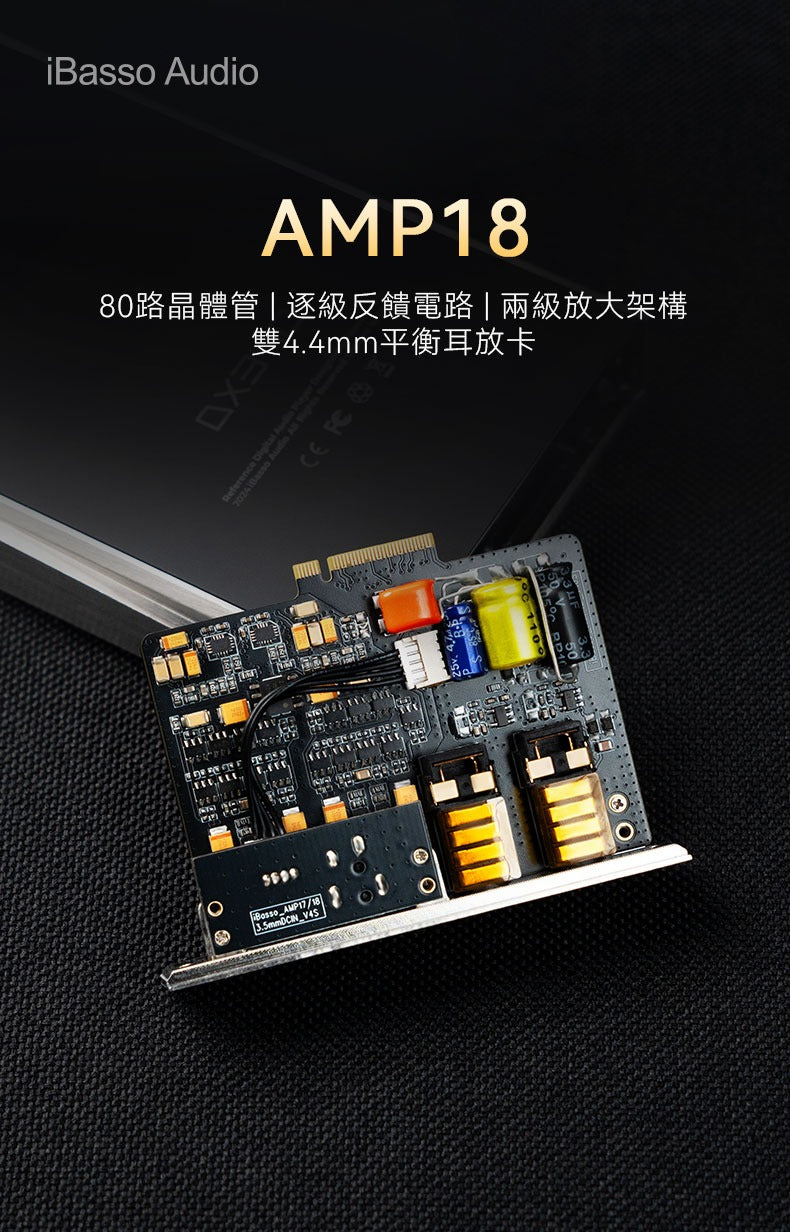 IBasso AMP18 (80路電晶體 | 逐級回饋電路 | 兩級放大架構雙| 4.4mm平衡耳放卡) (DX3XX系列全支援)