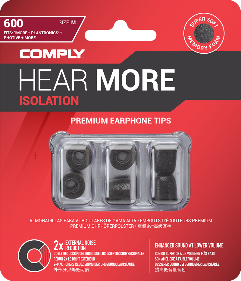 Comply Isolation T600 入耳式記憶耳綿 - 兼容 Plantronics、Sennheiser IE 80、Cambridge Audio 等等