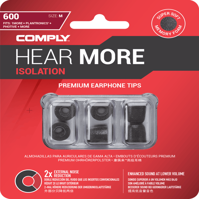Comply Isolation T600 入耳式記憶耳綿 - 兼容 Plantronics、Sennheiser IE 80、Cambridge Audio 等等