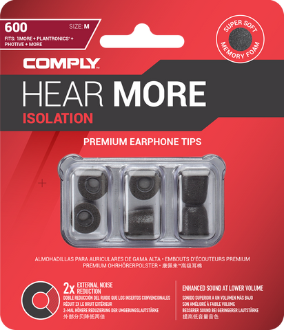 Comply Isolation T600 入耳式記憶耳綿 - 兼容 Plantronics、Sennheiser IE 80、Cambridge Audio 等等