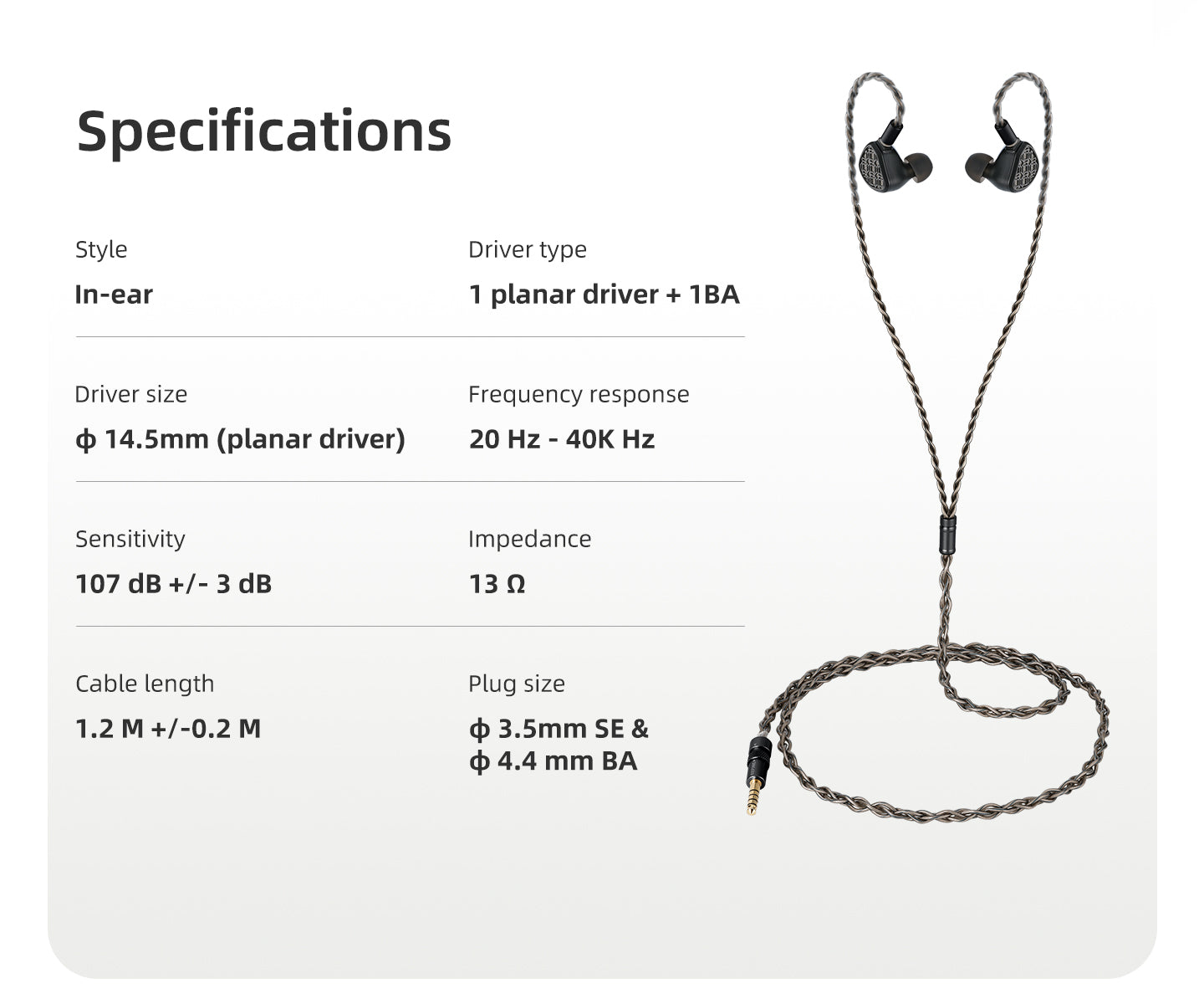 Kefine Arnar 混合單元入耳式耳機 (1平板+1動鐵）